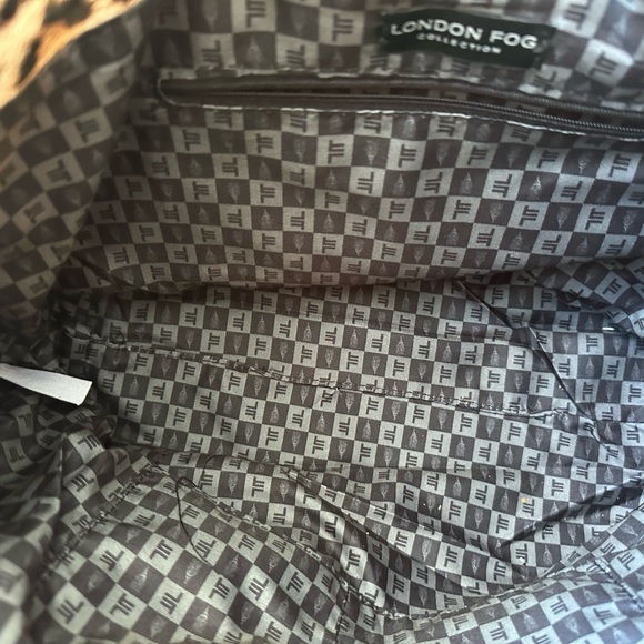London Fog Leopard Print Tote Bag Zip Top Purse w/ Side Pulls Large - Picture 4 of 8